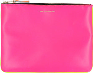 Logo detail flat leather pouch-1